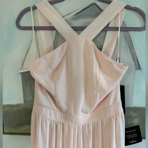 LULUS Air of Romance Peach Pink Halter Maxi Dress Size Medium - Picture 4 of 10